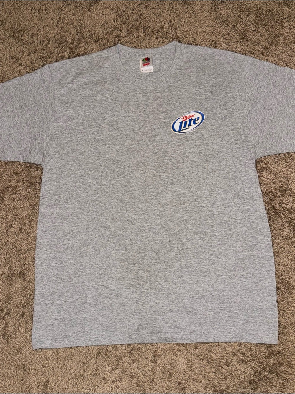 Fruit of the Loom Gray Short Sleeve Tee with Miller Lite Chest Logo